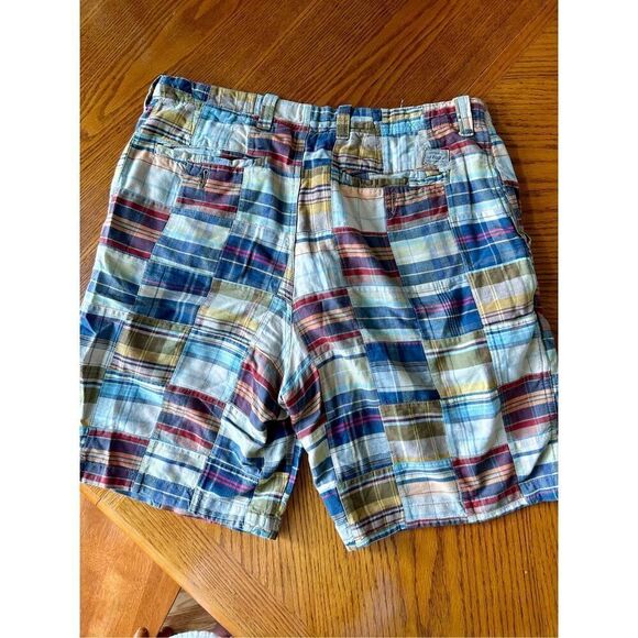 Izod Madras Mens Patchwork Plaid Shorts Sz 34 Golf Chinos - Picture 2 of 7